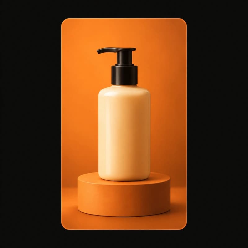 Illustrative example of a great find: bottle on an orange pedestal
