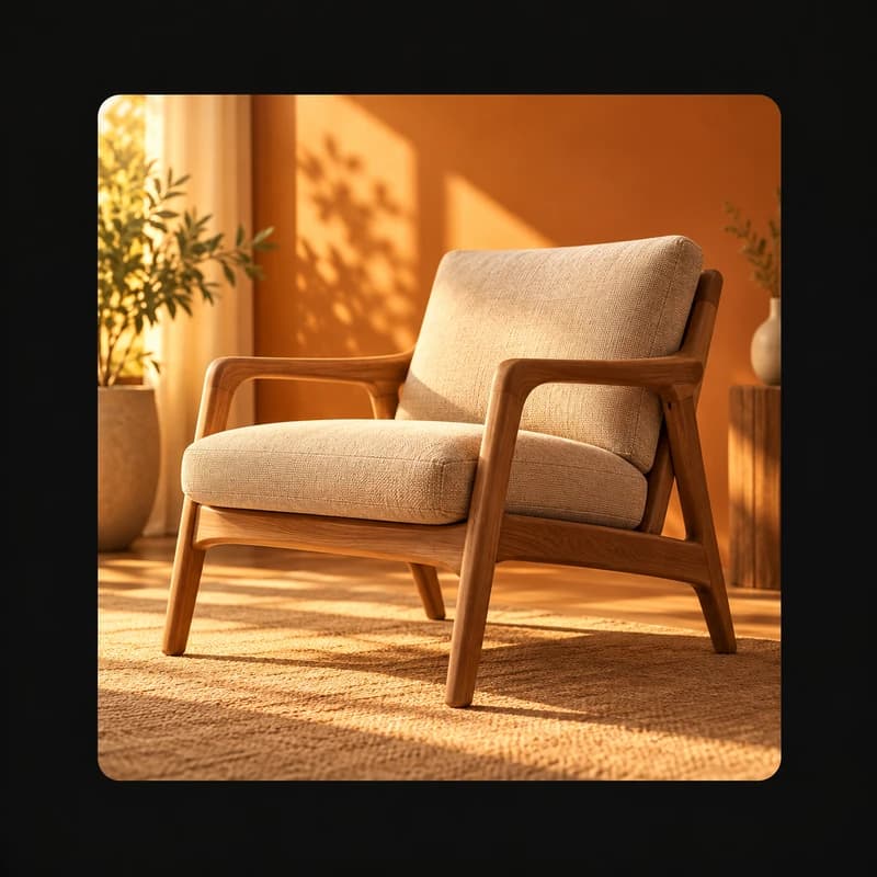 Illustrative example: wooden chair in a bright setting