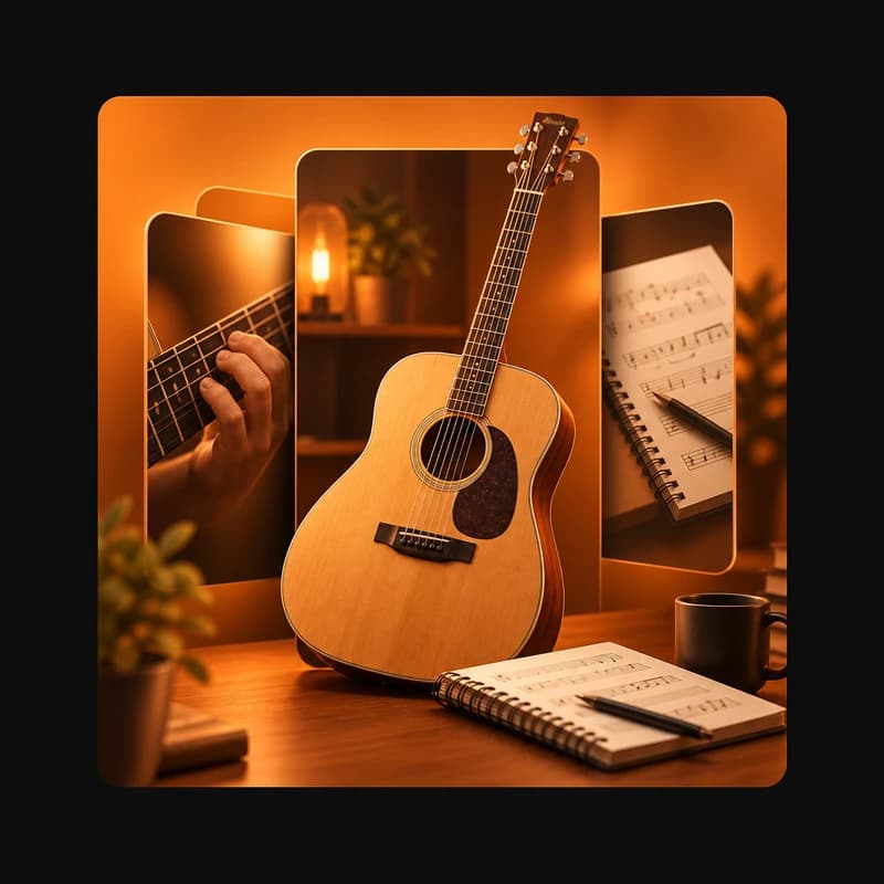 Illustrative example: promotional cards for a guitar course
